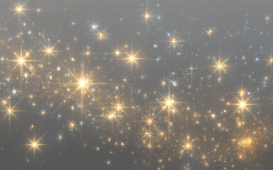 Christmas sparkles png shimmer over golden dust with yellow light particles. Tiny sparks, highlights, and soft bokeh create a magical festive atmosphere. Perfect for holiday cards and overlays.