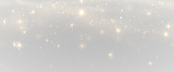 Golden Christmas dust png sparkles with yellow light and tiny particles. Highlights and bokeh create magical floating sparks. Perfect for festive holiday overlays and cards.