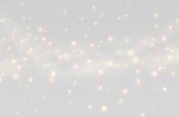 Golden dust png with Christmas sparkles and yellow light particles floats softly. Sparks, highlights, and bokeh add a magical glow. Ideal for festive holiday designs and cards.
