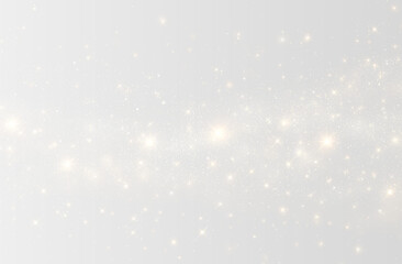 Sparkling gold dust png floats on a transparent background with yellow light particles. Highlights and bokeh add magical Christmas sparks. Perfect for holiday designs, festive overlays, and cards.