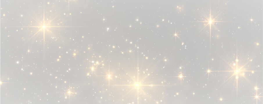 Magical Christmas dust png glows with golden sparkles, yellow light, and tiny particles. Sparks, highlights, and bokeh effects create a festive magical scene. Ideal for holiday cards and overlays.