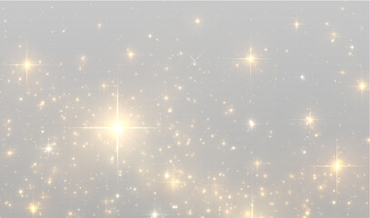 Golden Christmas dust png sparkles with yellow light and tiny particles. Highlights and bokeh create magical floating sparks. Perfect for festive holiday overlays and cards.