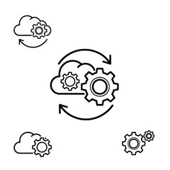 Cloud Computing Automation - Gears in the Cloud with Arrows.
