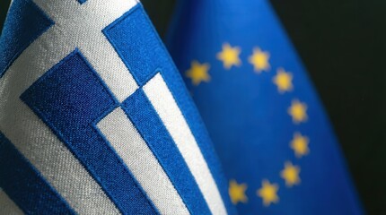 Greece and European Union Flags Celebrating Unity and Cooperation