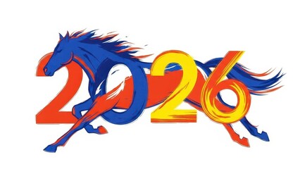 Year 2026 Horse Graphic Design.