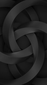 Abstract black infinity rings chain rotation. Never ending twisted shape. 3d render animation Vertical video