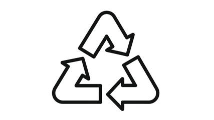 Simple black and white illustration of the universal recycling symbol with chasing arrows