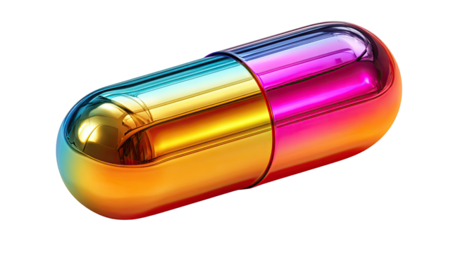 Colorful Capsule: This image captures a close-up of a colorful capsule, offering a vibrant representation of medicine, healthcare, and pharmaceutical innovation.