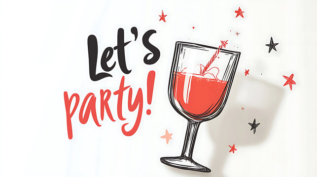 Get ready to celebrate and enjoy the moment! This lively image features a vibrant drink, confetti stars and the phrase "Let's party!" It's the perfect invitation to good times.