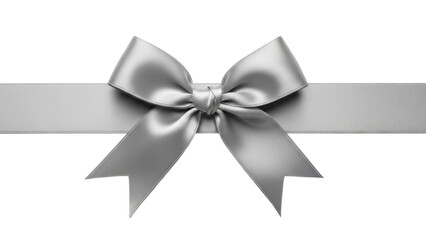  Elegant silver satin gift ribbon bow on a transparent background PNG image