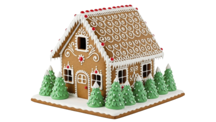 Festive Gingerbread House on a transparent background, PNG image, PNG file