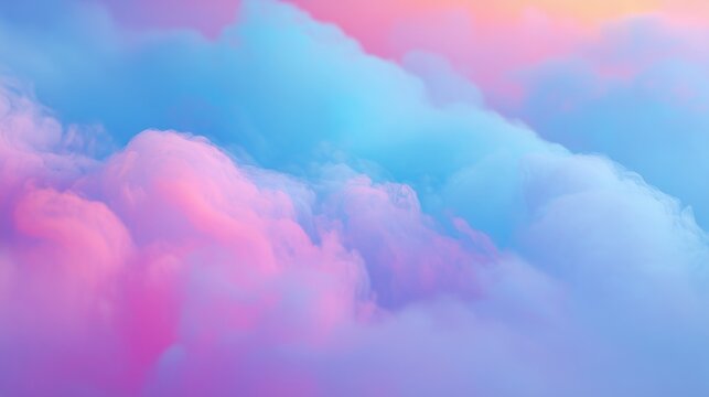 Ethereal chromatic fog in soft pastel hues floating across a dreamy sky, creating a serene and tranquil atmosphere with vibrant colors and gentle textures