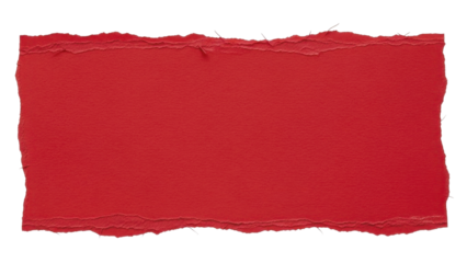 Red rough textured torn paper frame border on transparent background PNG file