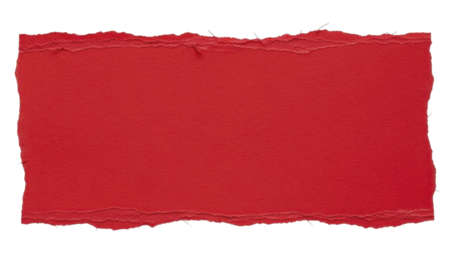 Red rough textured torn paper frame border on transparent background PNG file
