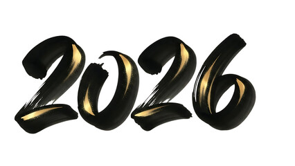 Artistic 2026 year digits isolated on transparent background