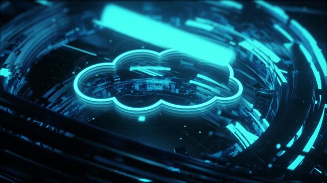 Futuristic Cloud Computing Concept - Digital Transformation and Data Storage.