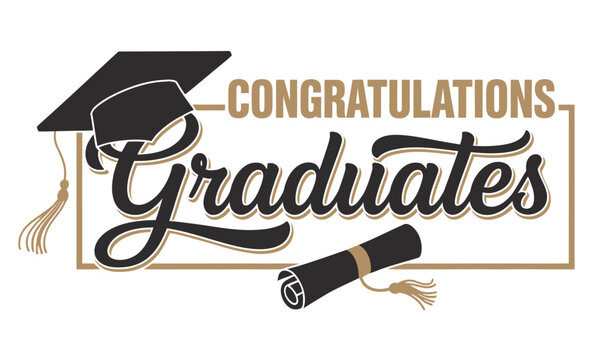 graduation greeting card design with academic cap and diploma, vector artwork suitable for invitations, banners, school celebration graphics, graduation events, and educational stationery projects.