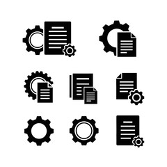 Configuration Management Icons - Gears and Documents for Settings and Automation.