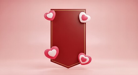 Romantic Heart-themed Banner with Hearts for Valentine's Day and Love Celebrations