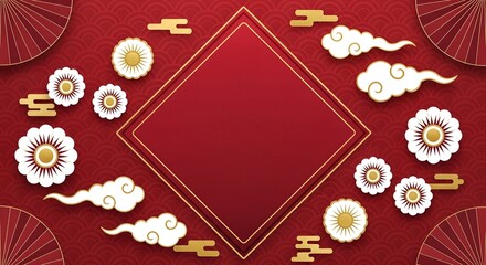 Festive Chinese Lunar New Year Celebration with Red Lanterns and Fireworks