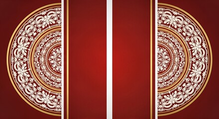 Decorative Ethnic Circular Mandala Art with Red Background - Traditional Cultural Design