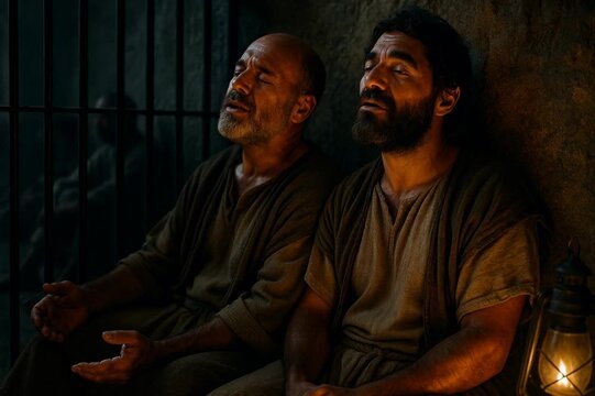 Paul and Silas Singing in Prison 