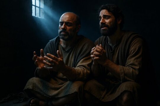 Paul and Silas Singing in Prison 