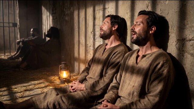 Paul and Silas Singing in Prison 