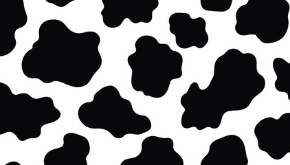 Black and white cow print pattern seamless background texture for design and fashion