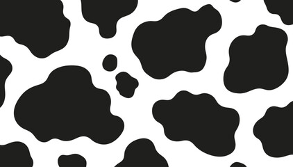 Seamless black and white cow print pattern for textile design and backgrounds