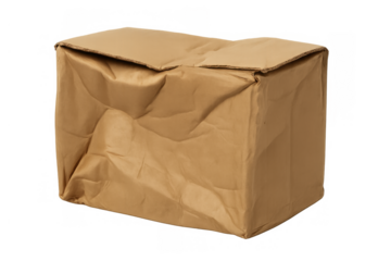 Damaged cardboard box for shipping logistics and delivery problems, crumpled package with torn brown paper