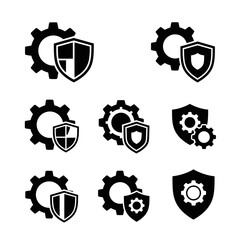 Gear and Shield Icons - Security and Protection Concepts.
