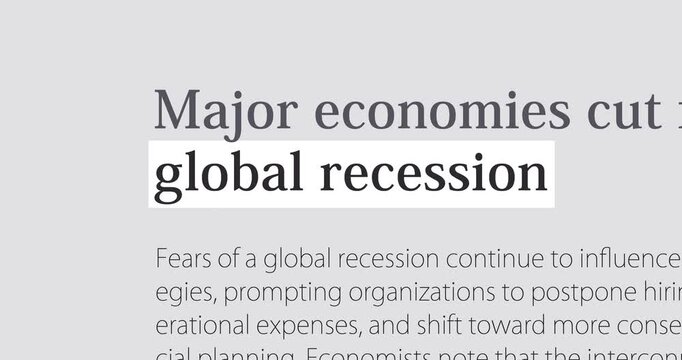 Global recession, economic downturn news, changing news headlines sequence across media,  worldwide crisis, loop footage