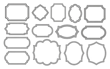 set of isolated vintage frames in vector style on white background, ideal for decorative borders, invitations, greeting cards, branding materials, retro design, and elegant graphic layouts.