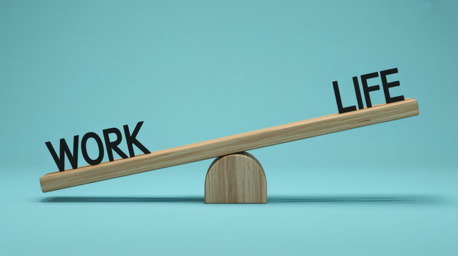 Achieving work life balance with seesaw featuring life over work, promoting wellbeing, professional fulfillment, and modern lifestyle choices for success