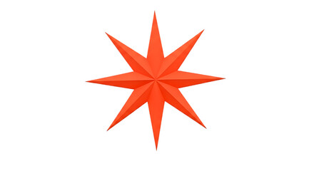 Fototapeta premium Vibrant orange eight pointed star shape decoration isolated on transparent background