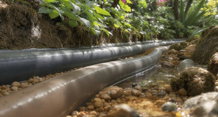 Solar greywater reuse channels integrated with plant bed
