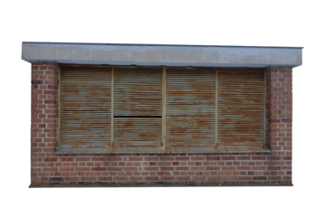 Front of old building of shop. On isolated transparent background.