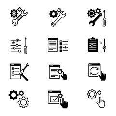 Glyph icon set for configuration tools and system maintenance.