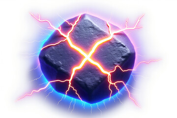 Mysterious dark crystal orb charged with electric energy and light