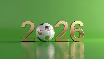 Golden 2026 Soccer Championship Artwork for Sports Marketing and Design Projects, Perfect for Event Promotion and Fan Engagement on Green Background