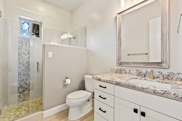 Elegant Bathroom Design, Sophisticated Spainspired Restroom Featuring Mosaic Details And Soft Lighting
