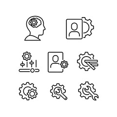 Minimalist line icon set for user settings and configuration.