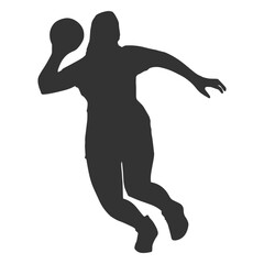 Female handball jumping silhouette