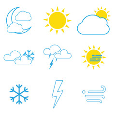 Weather symbols collection cloud rain.