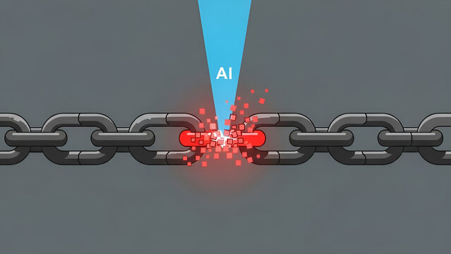Artificial Intelligence beam breaks the weakest link in a metal chain.