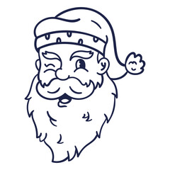 Winking vintage santa head stroke