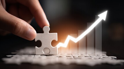 Complete your business growth strategy and achieve success with a strategic puzzle piece for financial solutions that drive innovation and profits