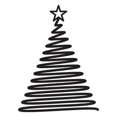 Fototapeta premium Christmas tree fir curl lace swirl flat