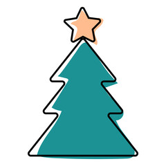 Green Christmas tree color stroke